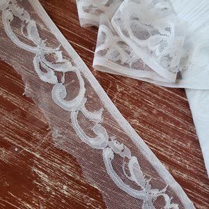 Tulle Lace Trim - White - Scroll/floral design  2 1/2" x 12 Yards.